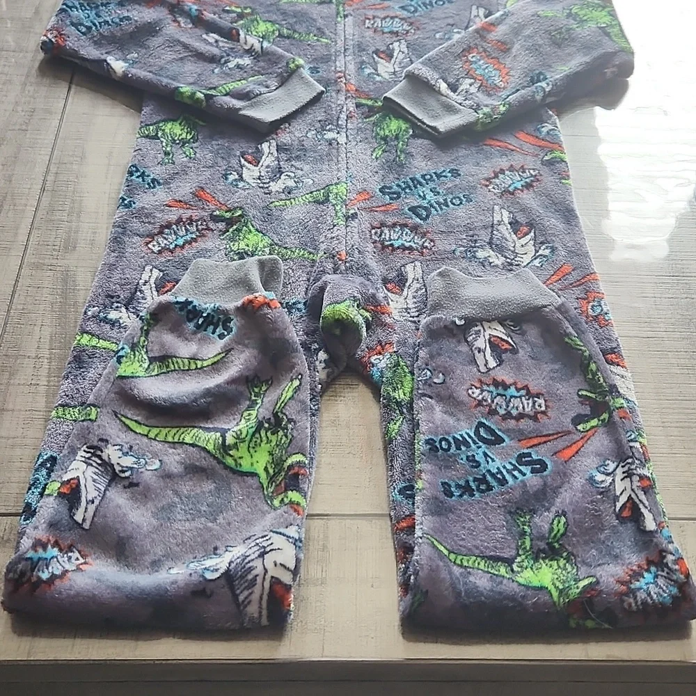 The Children's Place Gray Shark VS Dinos Hooded Onesie